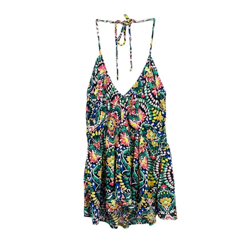 NEW Old Navy Multicolor Floral Halter Top Boho Navy Pink‎ Green - Size Medium